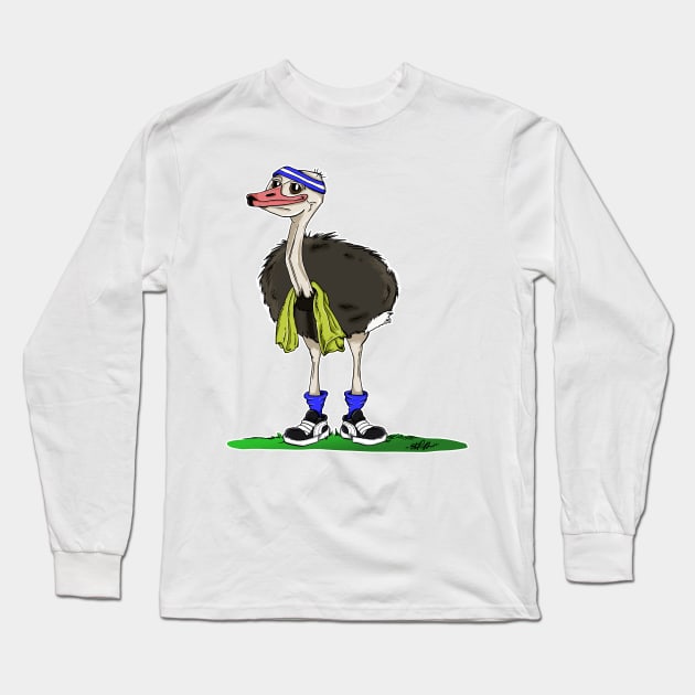 Sporty Ostrich Long Sleeve T-Shirt by madebystfn